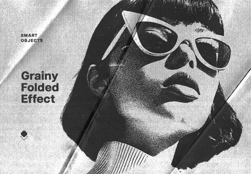 Grainy Folded Paper Effect Mockup