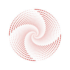 Concentric Red Dotted Spiral Pattern in Radial Formation isolated on a transparent background
