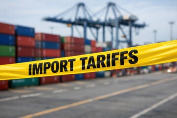 Import Tariffs Tape Blocking Port Access Road