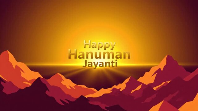 Happy Hanuman Jayanti Festival Mountains Sunrise Background