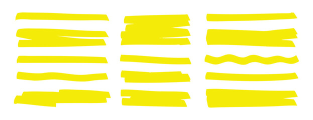 Yellow highlight swatch grid for branding consistent hand painted strokes combining straight and wavy styles uniform spacing flat texture for mockups packaging UI kits professional presentations