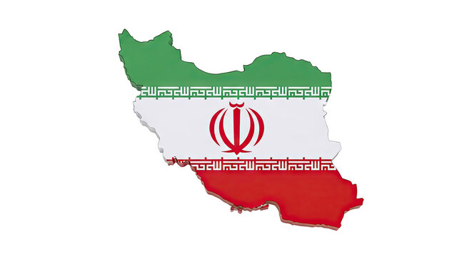 3D Map of Iran with National Flag