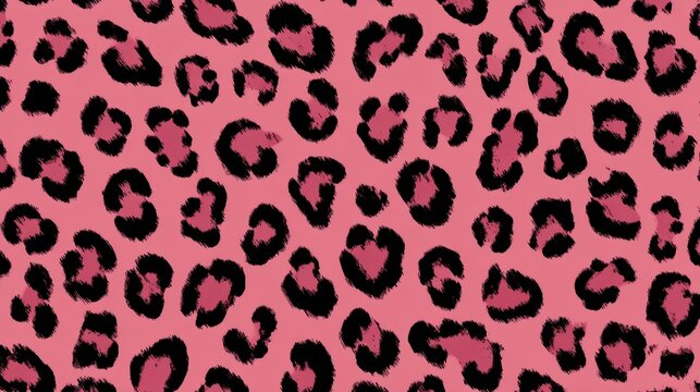 Vibrant pink and black leopard print pattern background