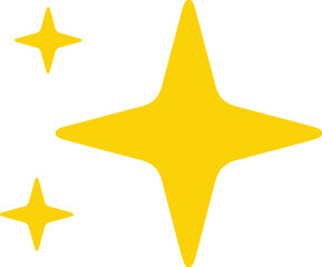 Obraz premium Simple illustration of three bright yellow four-pointed stars on a plain white background.