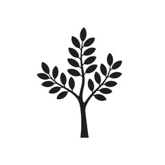 Obraz premium Minimalist Deciduous Sapling Silhouette Vector - Young Tree and Reforestation Growth Icon