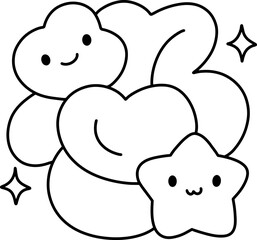 Obraz premium Cute Cloud Star Abstract Icon Outline