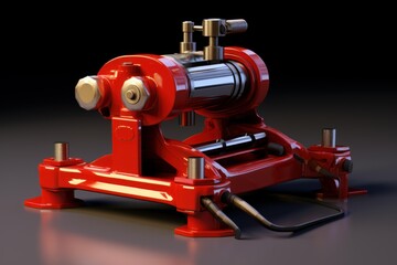 Fototapeta premium Red paint and chrome details on a classic mechanical device