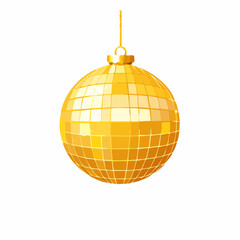 Obraz premium Boule disco dorée suspendue, illustration festive isolée