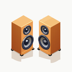 Obraz premium Enceintes Hi‑Fi en bois avec haut‑parleurs multiples