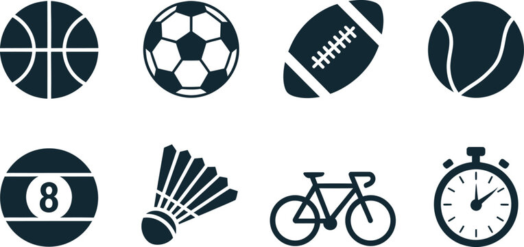 Collection of sports icons for fitness and recreation