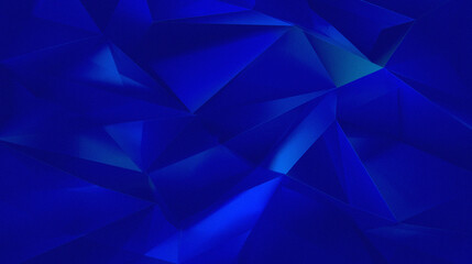 Obraz premium An abstract geometric composition consisting of overlapping crystalline shapes or sharp polygons. The predominance of dark blue with accents of bright blue creates a futuristic and modern feel