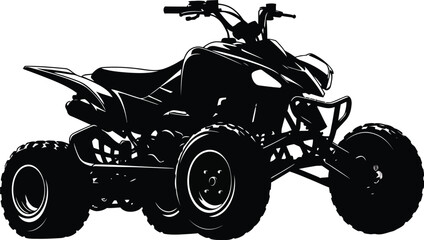 Fototapeta premium Black silhouette of an all terrain vehicle with detailed features silhouette