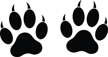 Animal, paw, print, silhouette, tiger, lion, bear, cat, dog, wildlife, track, footprint, claw, predator, hunting vector, illustration, graphic, flavector, art © Foredul