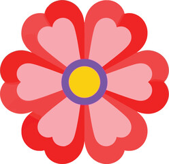 Colorful Heart Petal Flower Icon &ndash; Flat Vector Illustration for Spring, Love, and Greeting Designs