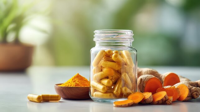 Turmeric curcumin extract capsules, Herbal Medicine, Natural Medicine, Herbal treatment