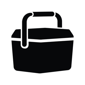 Black and white vector icon of a lunch box Vector