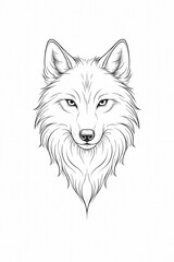 Fototapeta premium Vector Illustration of Fine-line Minimalist Style Tattoo of Wolf Face