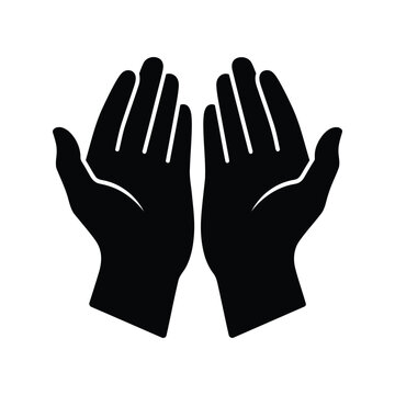 Vector icon of two open hands, black and white Vector