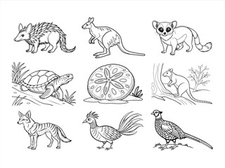 the animal bird and flower black vector bundle