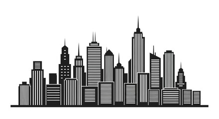 Vector city skyline illustration in black and gray