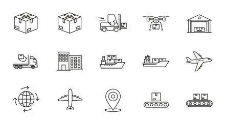 Fototapeta premium Logistics and transportation icons illustration