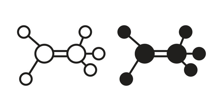 Ethylene molecule icon in a simple line art style. EPS10