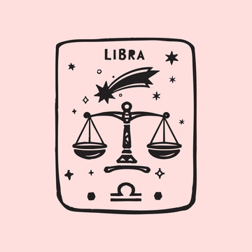 Naive folk illustration of Libra. Trendy vector illustration.
