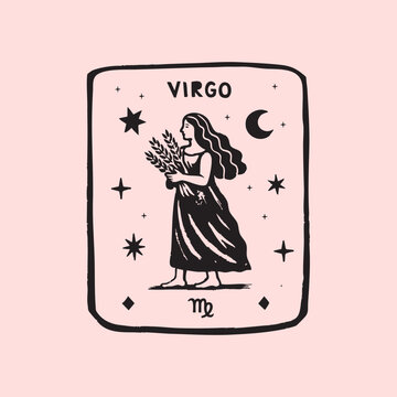 Naive folk illustration of Virgo. Trendy vector illustration.