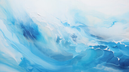 Fototapeta premium Abstract blue white fluid painting acrylic pour texture modern art create calming and dynamic scene with swirling blue and white tones evoking ocean waves and tranquil movement