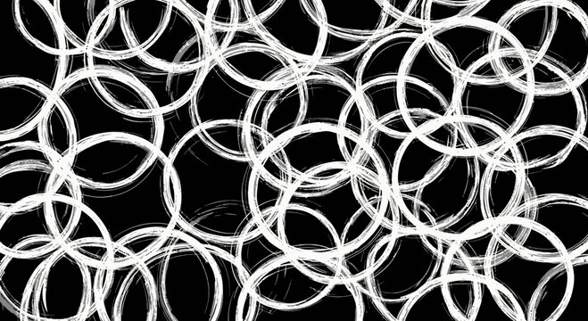 abstract white circles on black background, grunge art