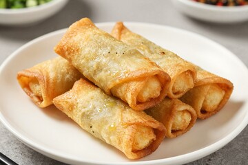 Golden E-noodles on White Plate, Culinary Delight