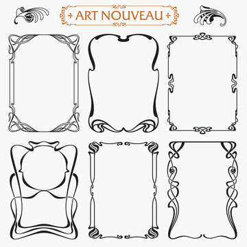 Decorative borders and frames Art Nouveau style