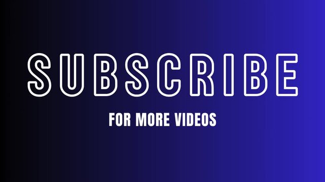 Professional "Subscribe for more videos" animation with sleek motion graphics. Features a clean call-to-action button and dynamic transitions, perfect for YouTube and social media video endings.