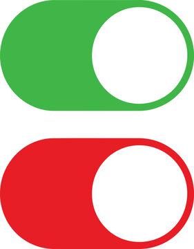 Two toggle switches with green and red indicators representing on and off states