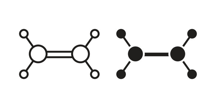 Ethylene molecule icon outline vector set. icon vector isolated on white background. EPS 10