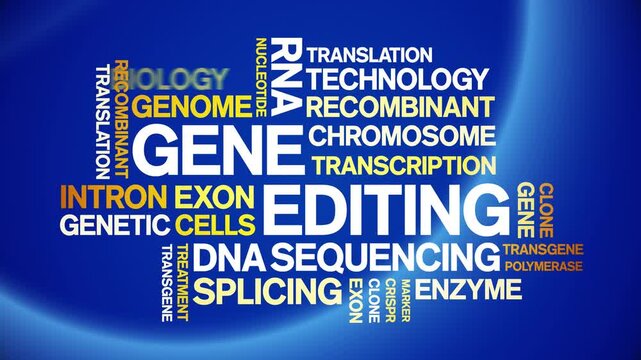 Gene Editing animated word cloud-text design animation tag kinetic typography seamless loop.