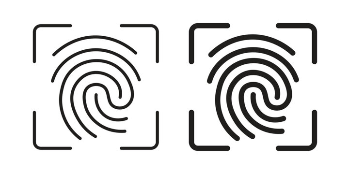 Fingerprint icon outline vector set. icon vector isolated on white background. EPS 10