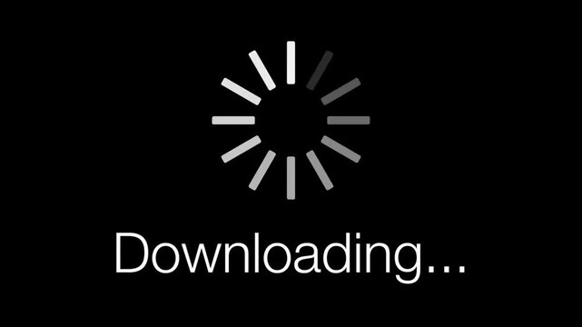 A downloading progress icon on a black background