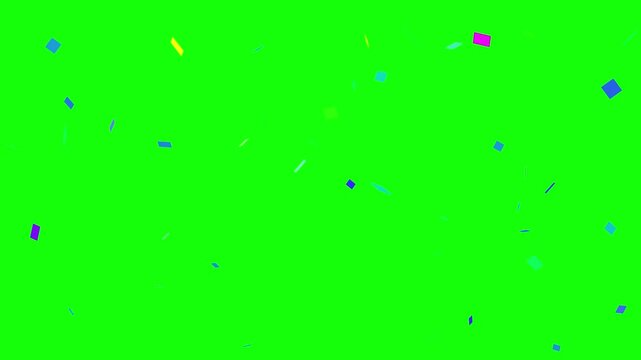 Confetti Green Screen Video Background, Colorful Falling Confetti Overlay for Chroma Key, Green Screen Video
