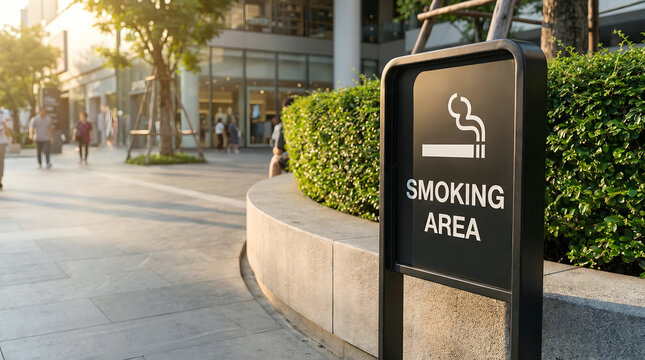 Designated Smoking Area Sign in a Modern Urban Environment