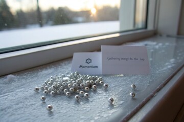 Cluster of Silver Beads Next to Soft Diffused Light on Window Sill