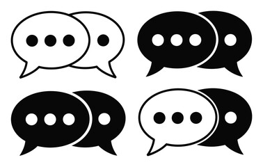 Obraz premium Four Speech Bubble Icons: Two Black, Two White, Showing Conversation