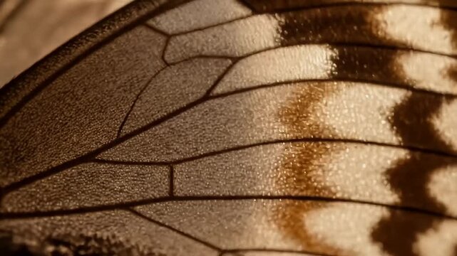 Intricate detail of a butterfly wing, revealing veins and translucent sections under soft light