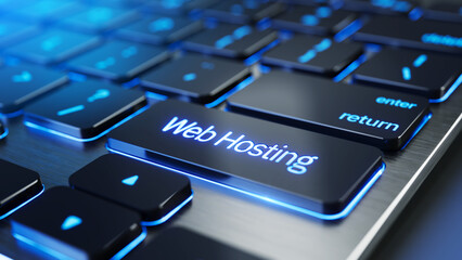 Web hosting concept - Web Hosting button on computer keyboard. 3d rendering