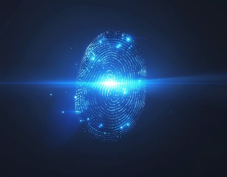 Security Concept with Digital Lock in Blue Technology Style