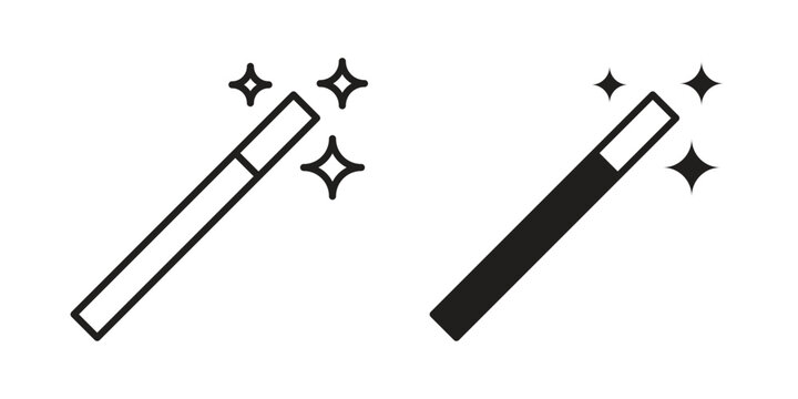 Magic wand icon outline vector set. icon vector isolated on white background. EPS 10