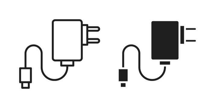 Mobile charger icon outline vector set. icon vector isolated on white background. EPS 10