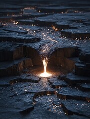 Molten Light Emerging From Cracked Earth