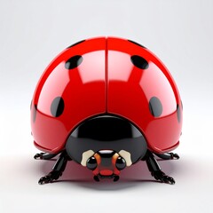 Fototapeta premium Close Up View of Red and Black Ladybug on White Seamless Background
