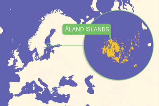 &Aring;land Islands location highlighted on Europe map